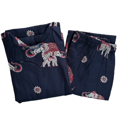 Elephant Print premium shining flex cotton kurti palazzo co-ord set