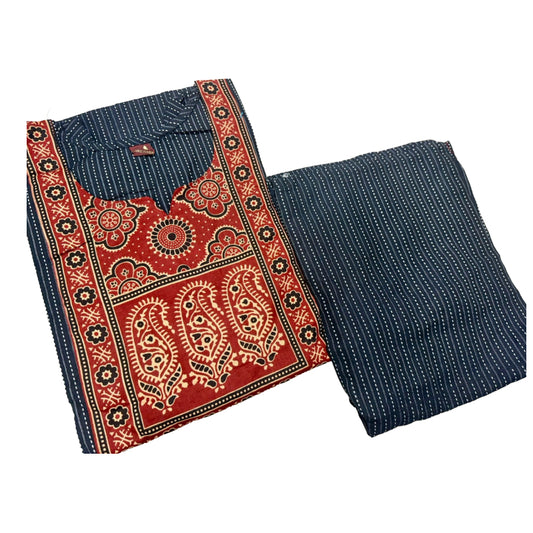 Women kurti with pant | Kantha cotton sets Elephant Grey color | kanthaset