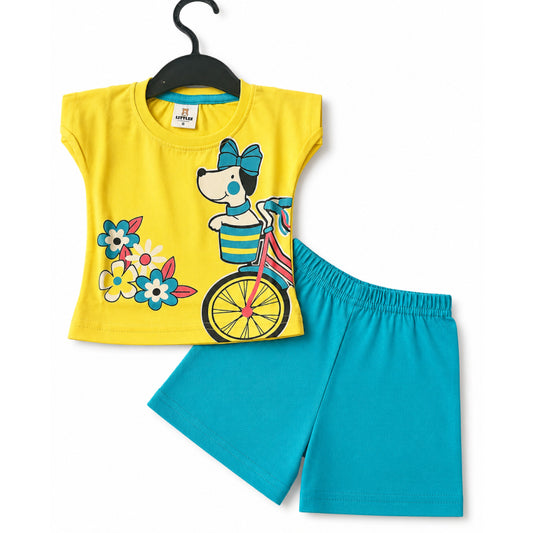 Girls Baby Shorts Set | BABYSET | Flowers in lemon yellow