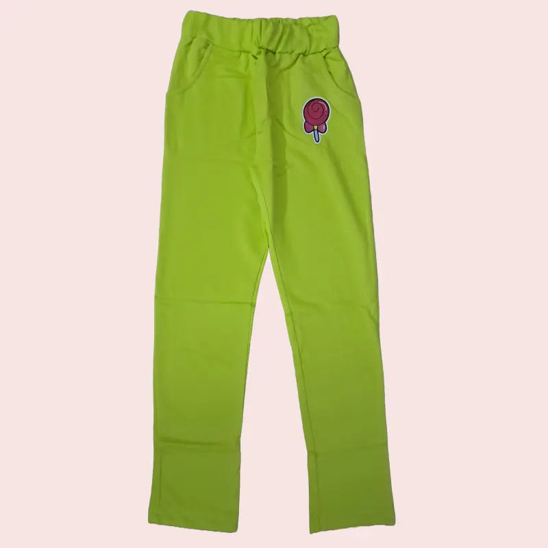 Girls Pants | Fluorescent green with candy print
