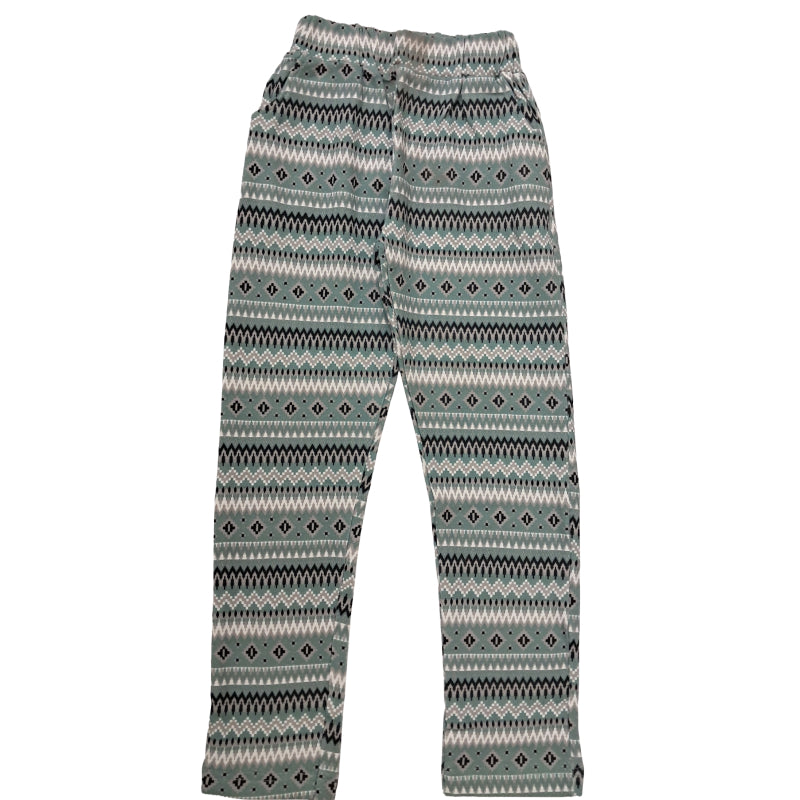 Girls Pants | Jeggings | Teal Grey geometric pattern