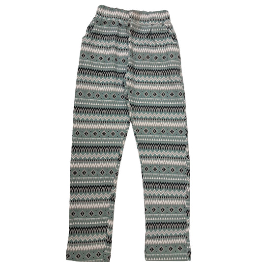 Girls Pants | Jeggings | Teal Grey geometric pattern