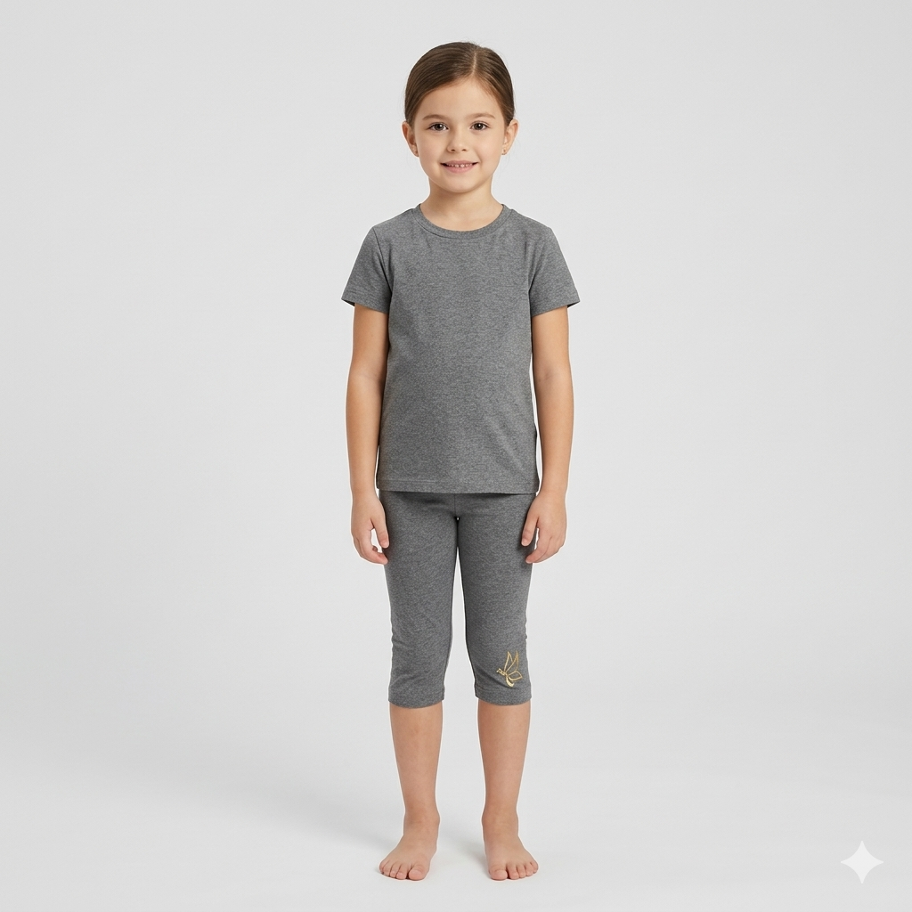 Girls plain capri Pants | Dark Grey Melange