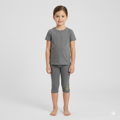 Girls plain capri Pants | Dark Grey Melange