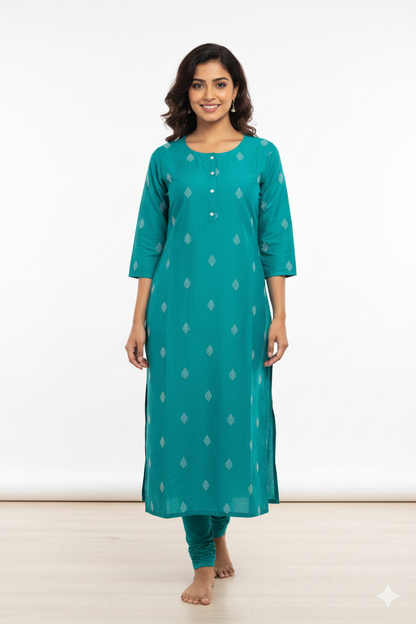 Women Kurti | Light Ramar green silk cotton silver zari | Only kurti