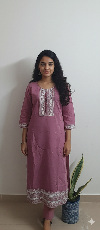Women Kurti | Straight cut | Chanderi silk Onion color  | only Kurti