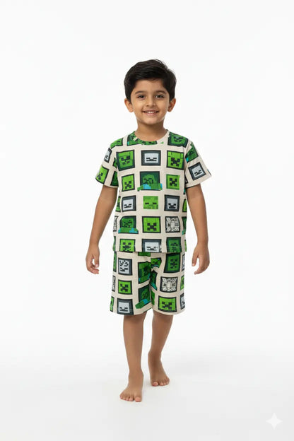 T-shirt with shorts | Co-ord Sets| BSS| Square print