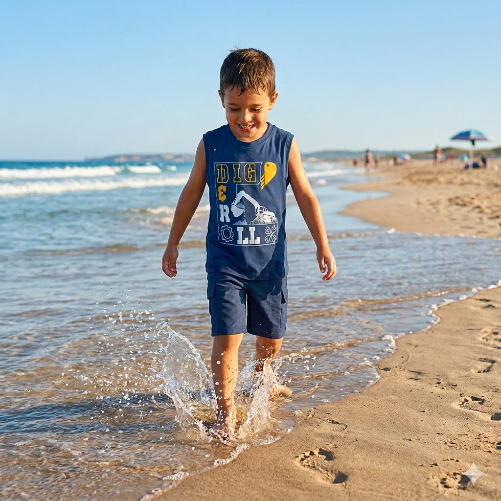Boy Sleeveless T-shirt | SLT | Dig roll print