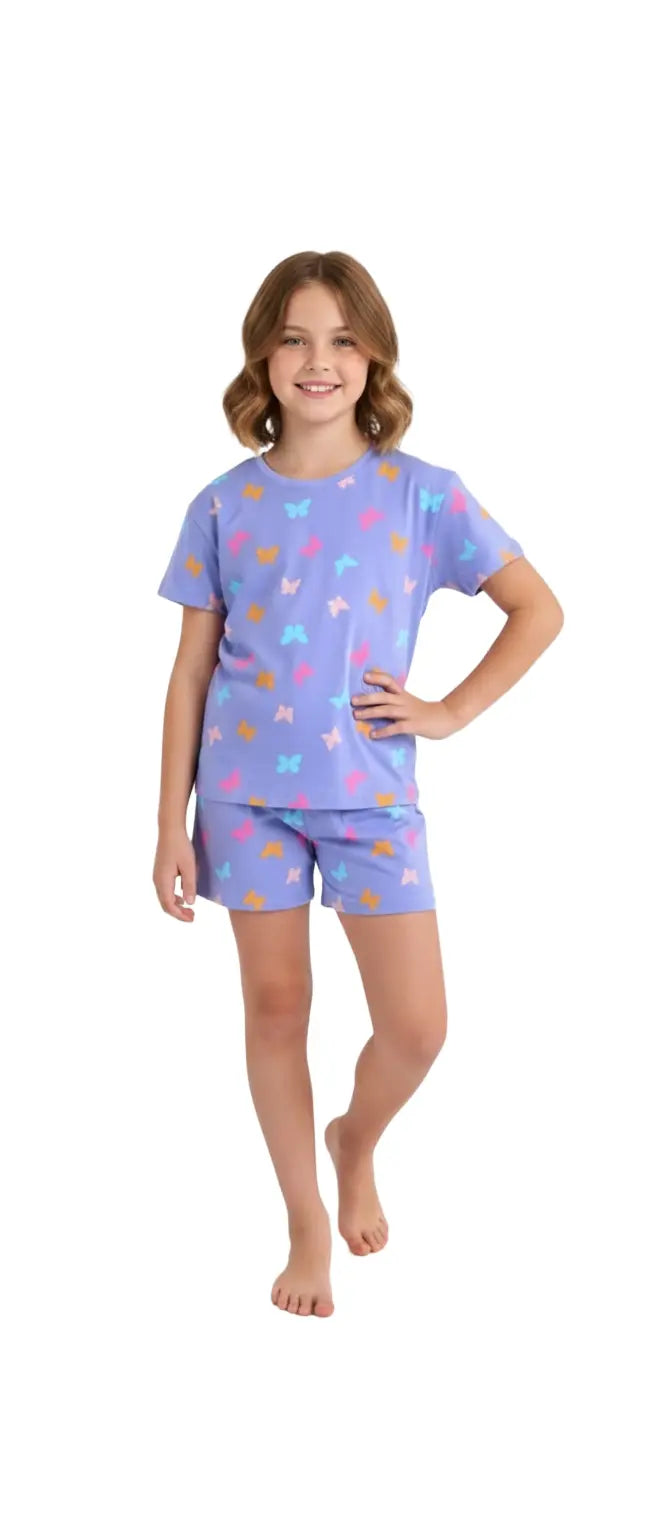 Girls Shorts Set | Butterflies in purple