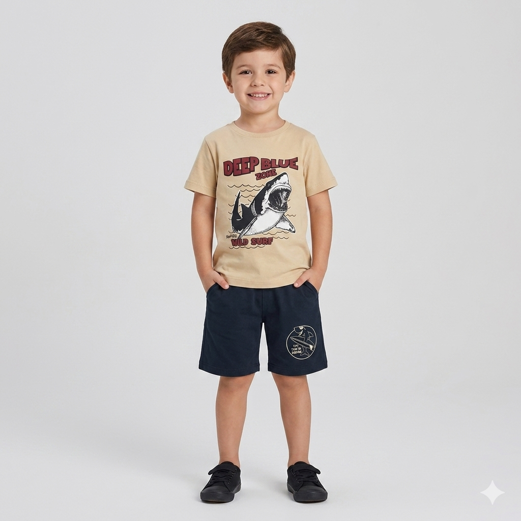 Premium| T-shirt with Shorts sets| BSET | Deep blue zone