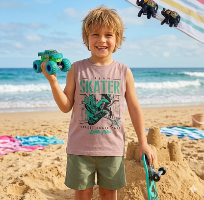 Boy Sleeveless T-shirt | SLT | Skater print