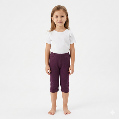 Girls plain capri Pants | Wine color