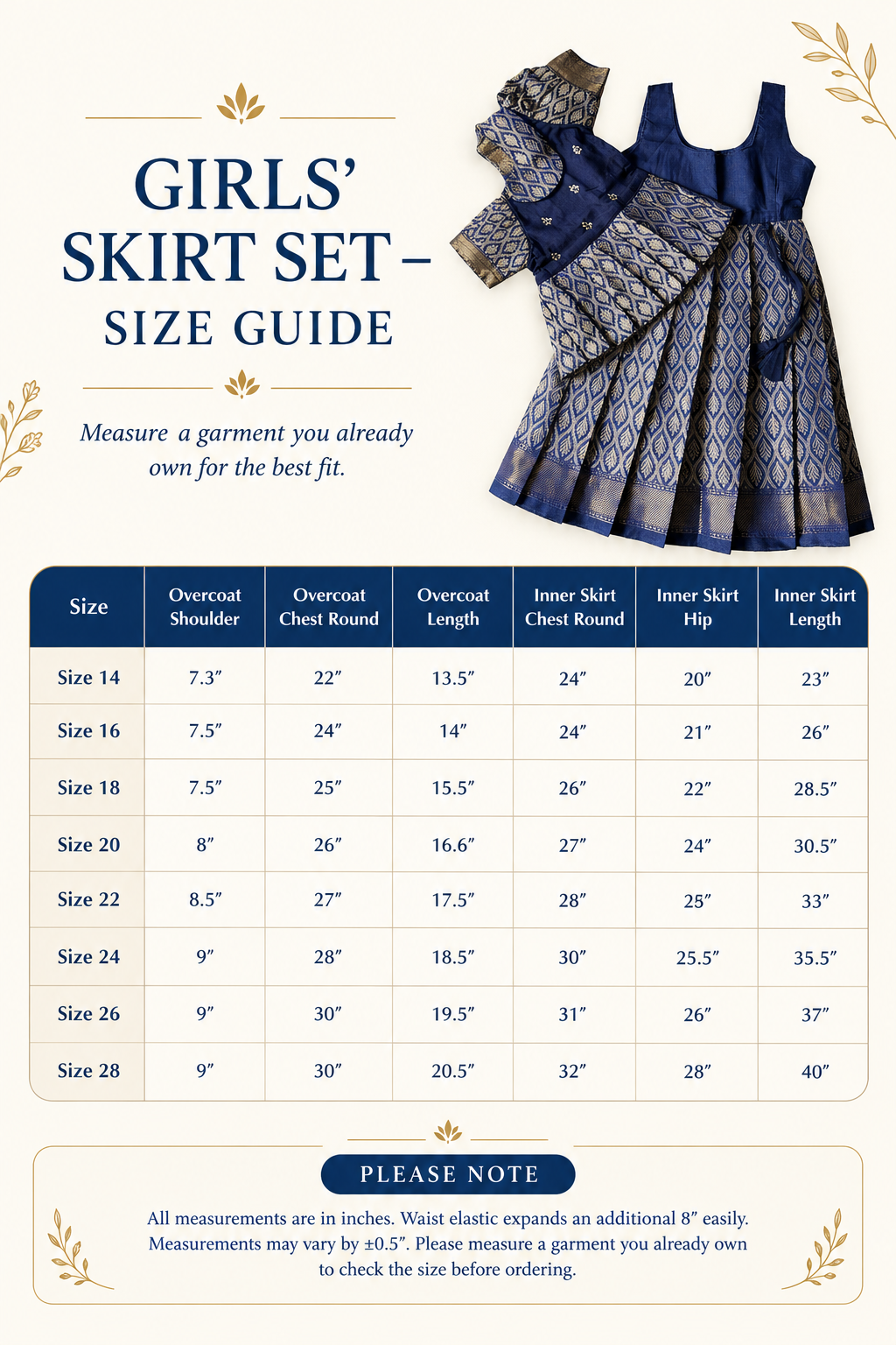 Girls Ethnic Banarasi silk slub Frock | Navy Blue with peter pan collar