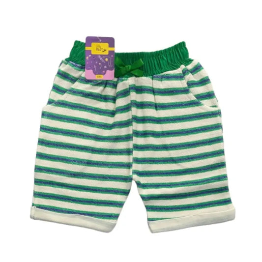 Girls Shorts | Green with blue lines