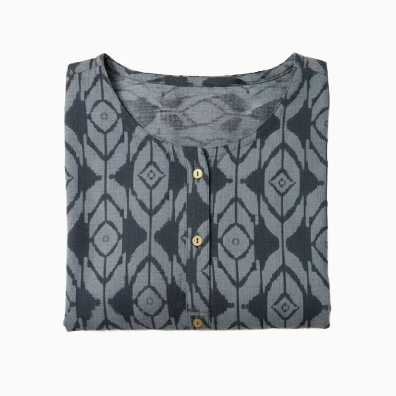 Women Kurti | Straight cut | Grey with Mustard stars | only Kurti