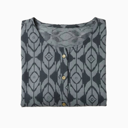 Women Kurti | Straight cut | Grey with Mustard stars | only Kurti