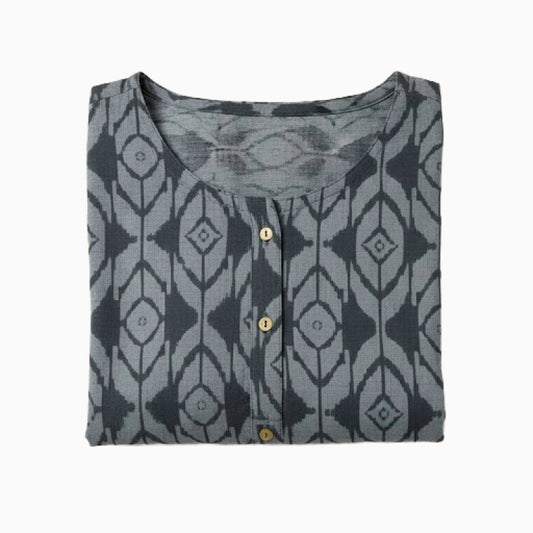 Women Kurti | Straight cut | Grey with Mustard stars | only Kurti