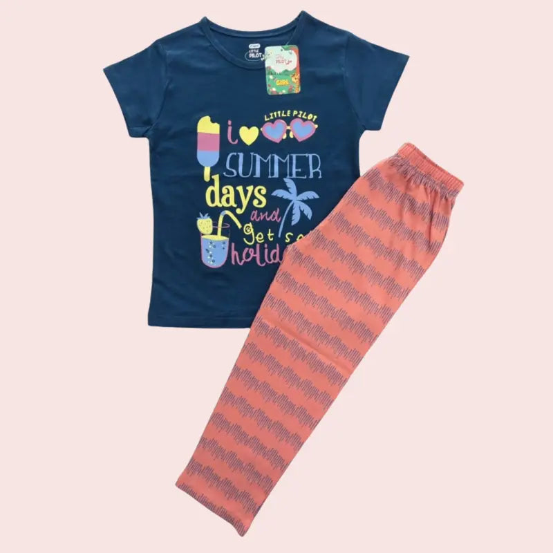 Girls Pant Set | Summer days print