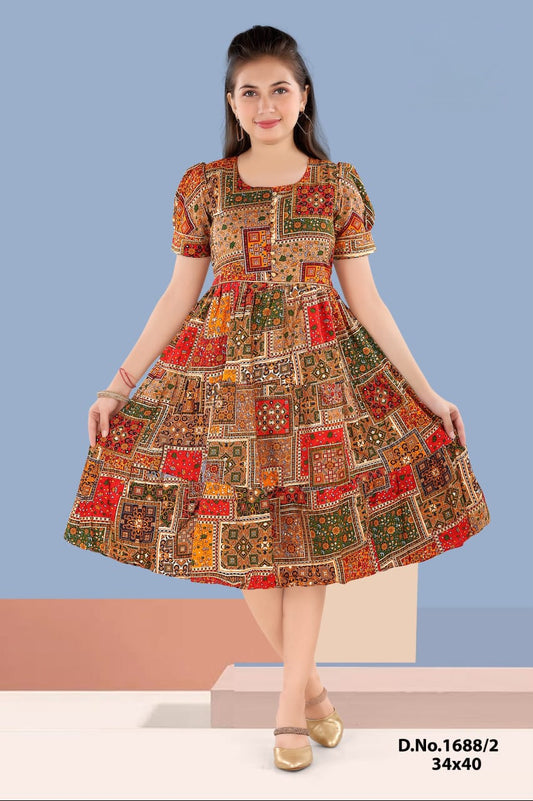 Premium Frocks | Kalamkari print| 1688