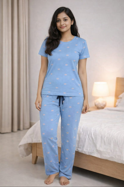 Women Co-ord Tshirt Pant set |Sandal dots