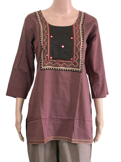 Women’s Dabu Cotton Short Kurti | Dusty Rose