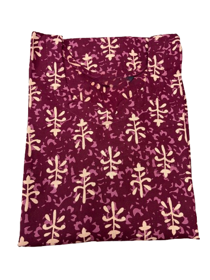 Women's Cotton Short Kurti | Maroon printed short top