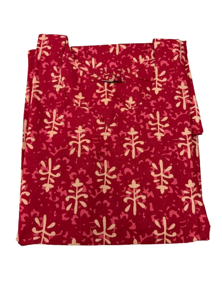 Women's Cotton Short Kurti | Tomato red printed short top