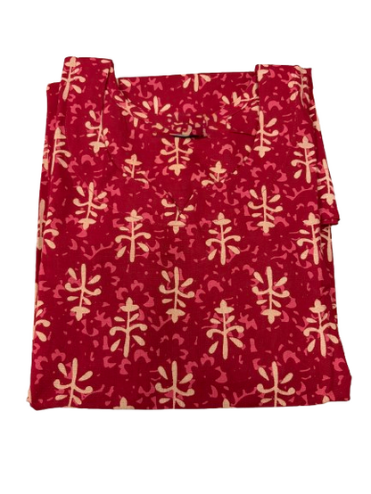 Women's Cotton Short Kurti | Tomato red printed short top