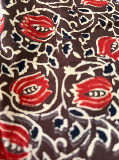 Women's Cotton Short Kurti | Brown base with lotus