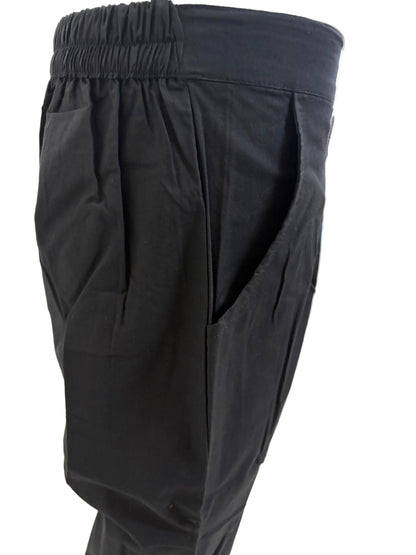 Women’s Poplin Cotton Straight Pants| Black