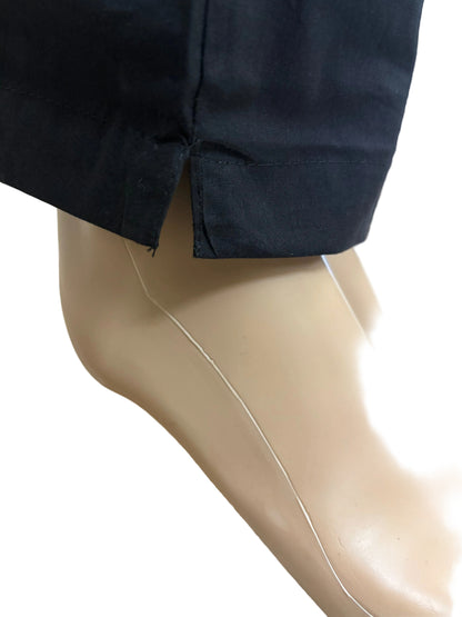 Women’s Poplin Cotton Straight Pants| Black