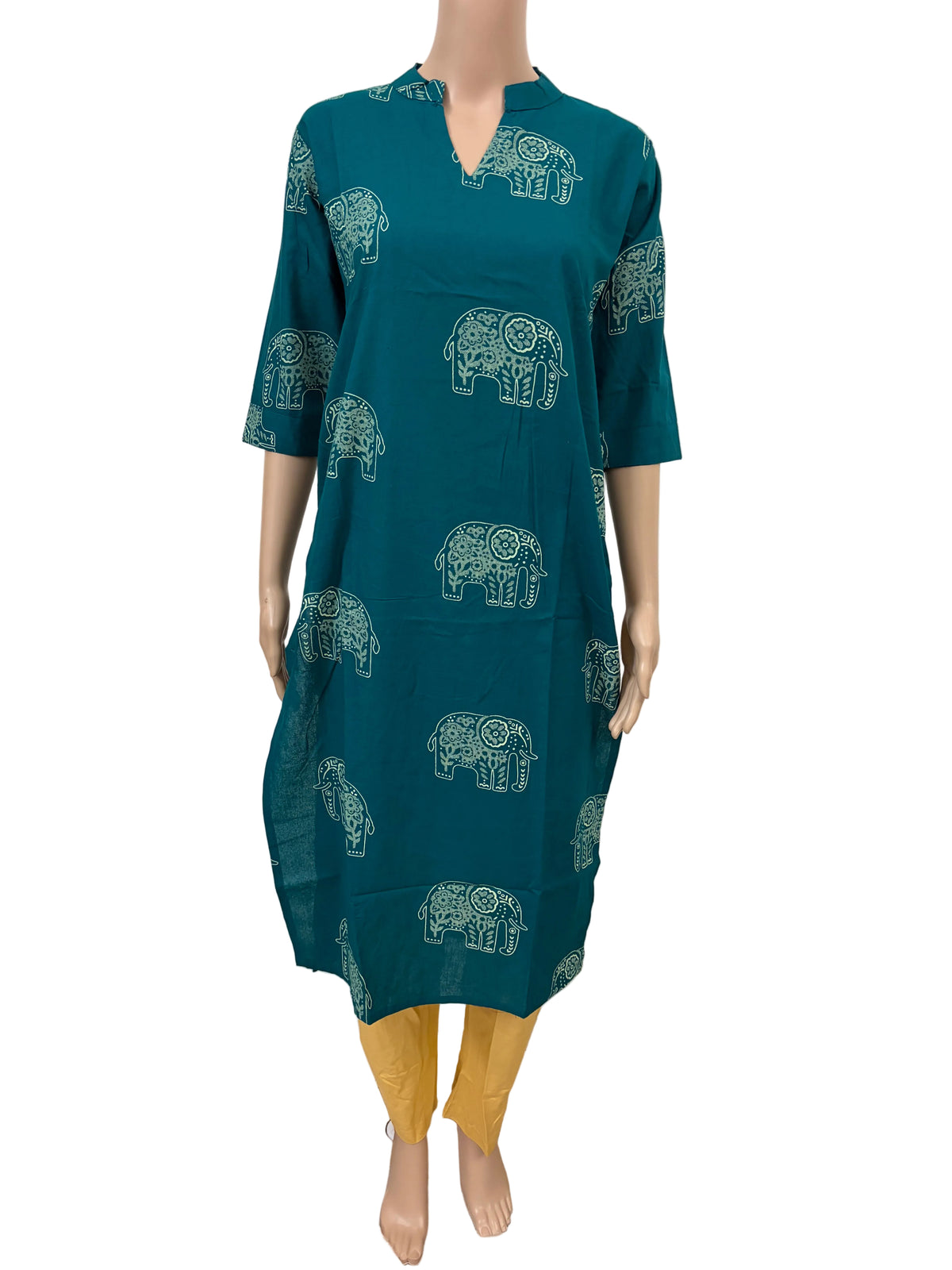 Women Kurti | Ramagreen with elephant motif| Only Kurti