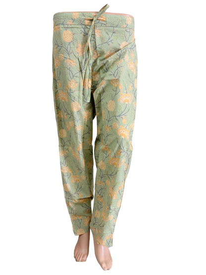 Women kurti with pant and dupatta | Straight cut | Light moss green with floral print| cottonlove