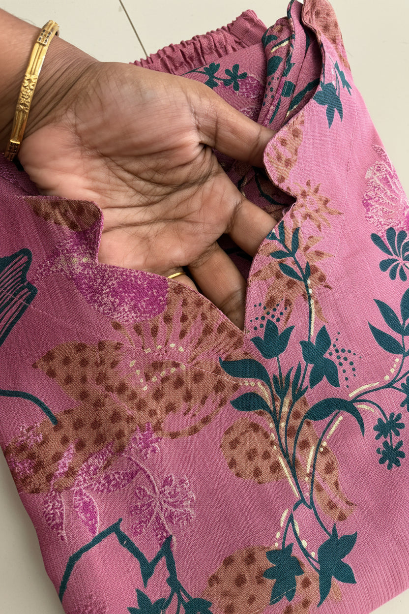 Women kurti with pant |Vatican set Onion pink | B4002