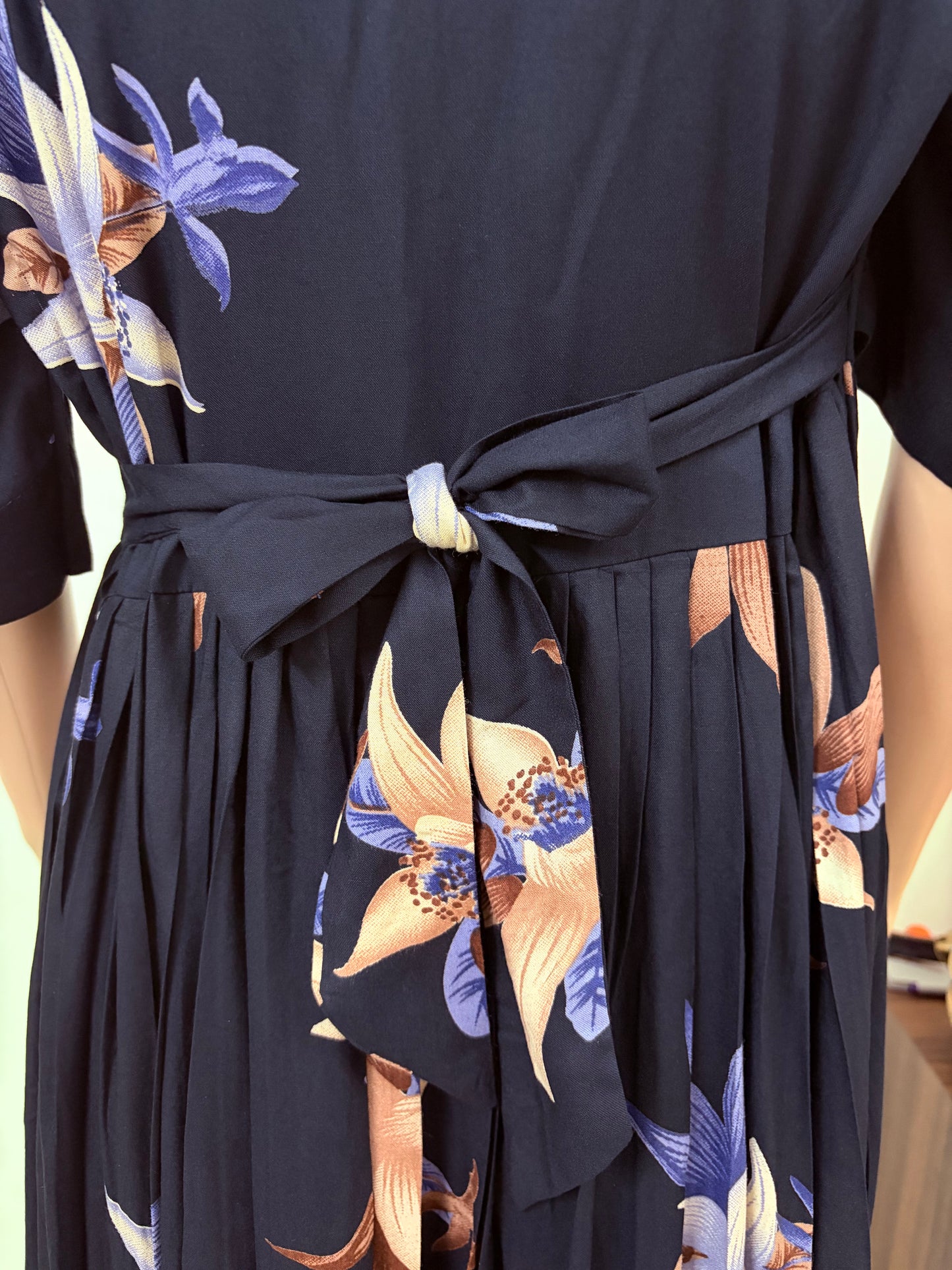 Maxi Frock | Rayon Fabric|Navy blue Flower patterns | B4006