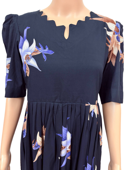 Maxi Frock | Rayon Fabric|Navy blue Flower patterns | B4006