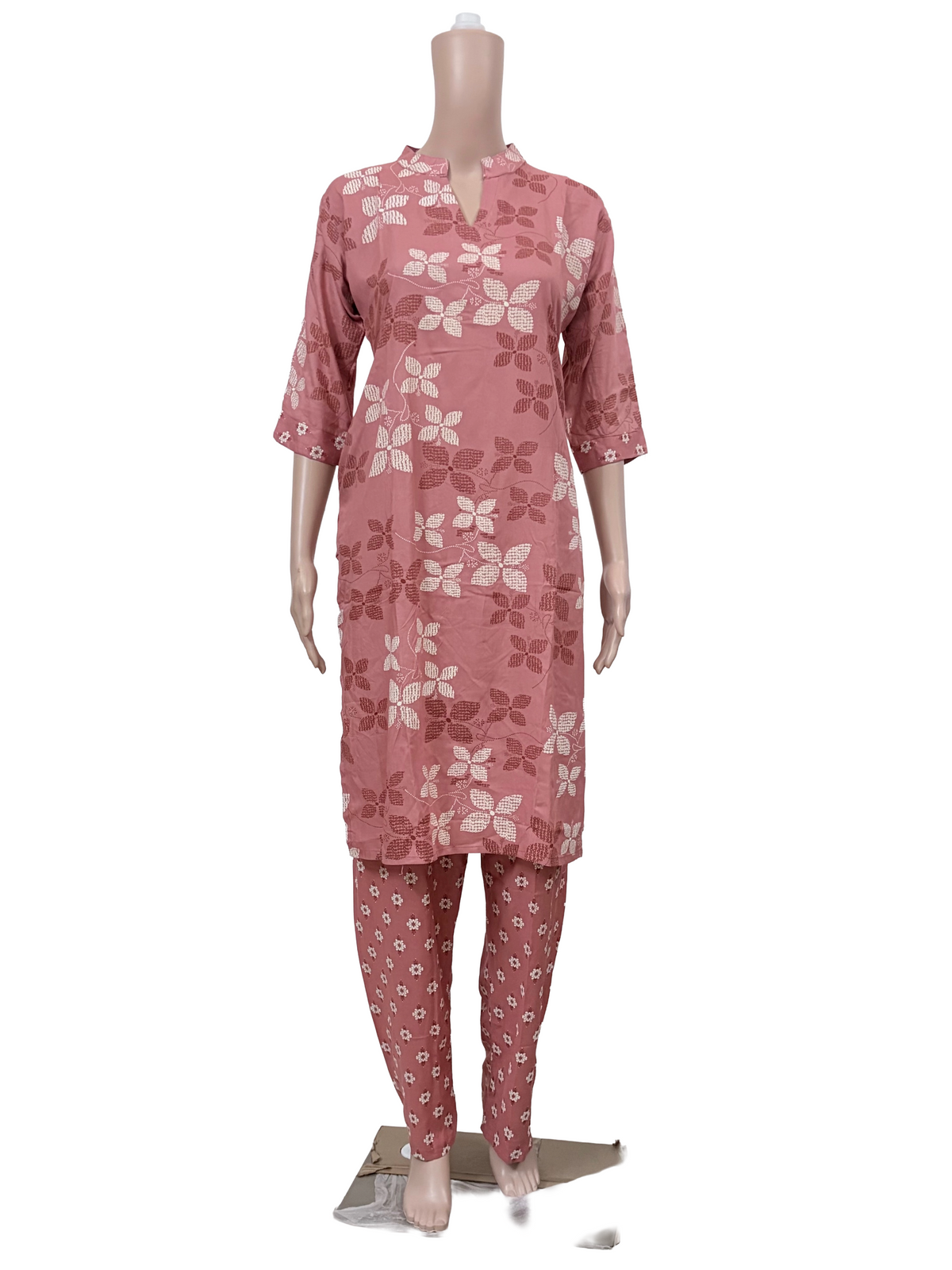 Women’s Liva Rayon Kurti & Pant Set | Daily Wear | Peachish pink floral top with pant