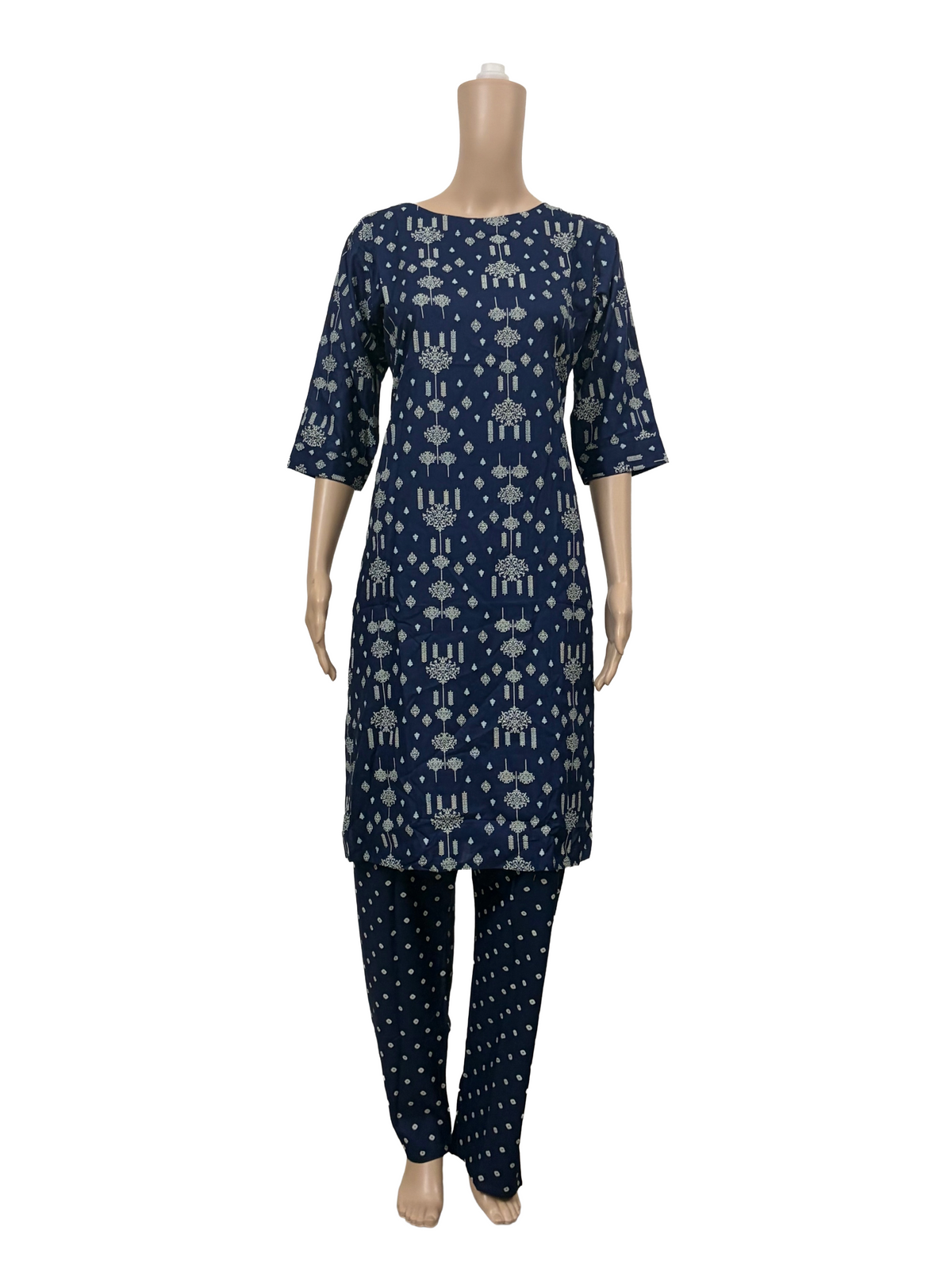 Women’s Liva Rayon Kurti & Pant Set | Daily Wear | Dark Navy printed top with pant