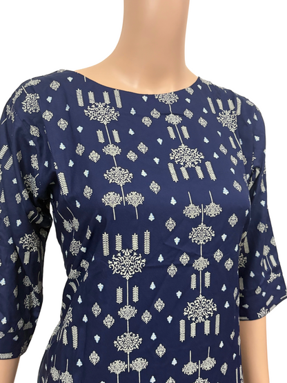 Women’s Liva Rayon Kurti & Pant Set | Daily Wear | Dark Navy printed top with pant