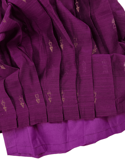 Girls Ethnic Raw silk Frock | Majenta with Mustard