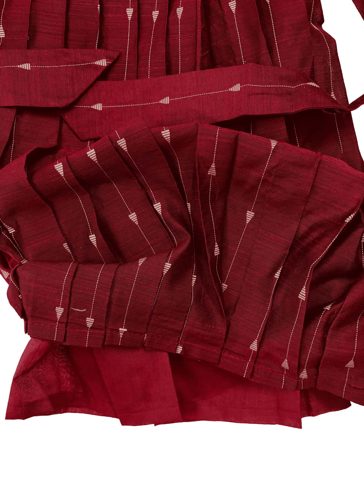 Girls Ethnic Rawsilk Frock | Maroon with muted gold finish