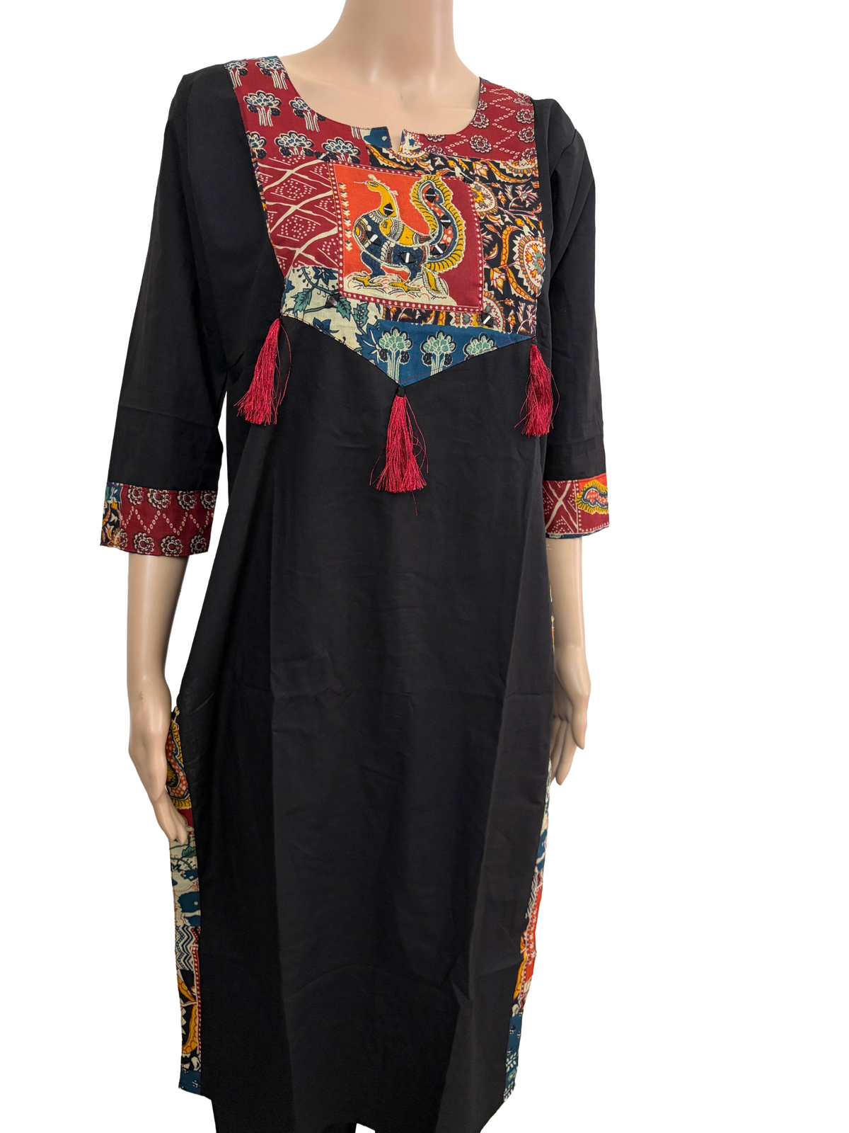 Women mirror and patch work kurti with palazzo pant and dupatta | Black color 3 piece sets | Dabuset