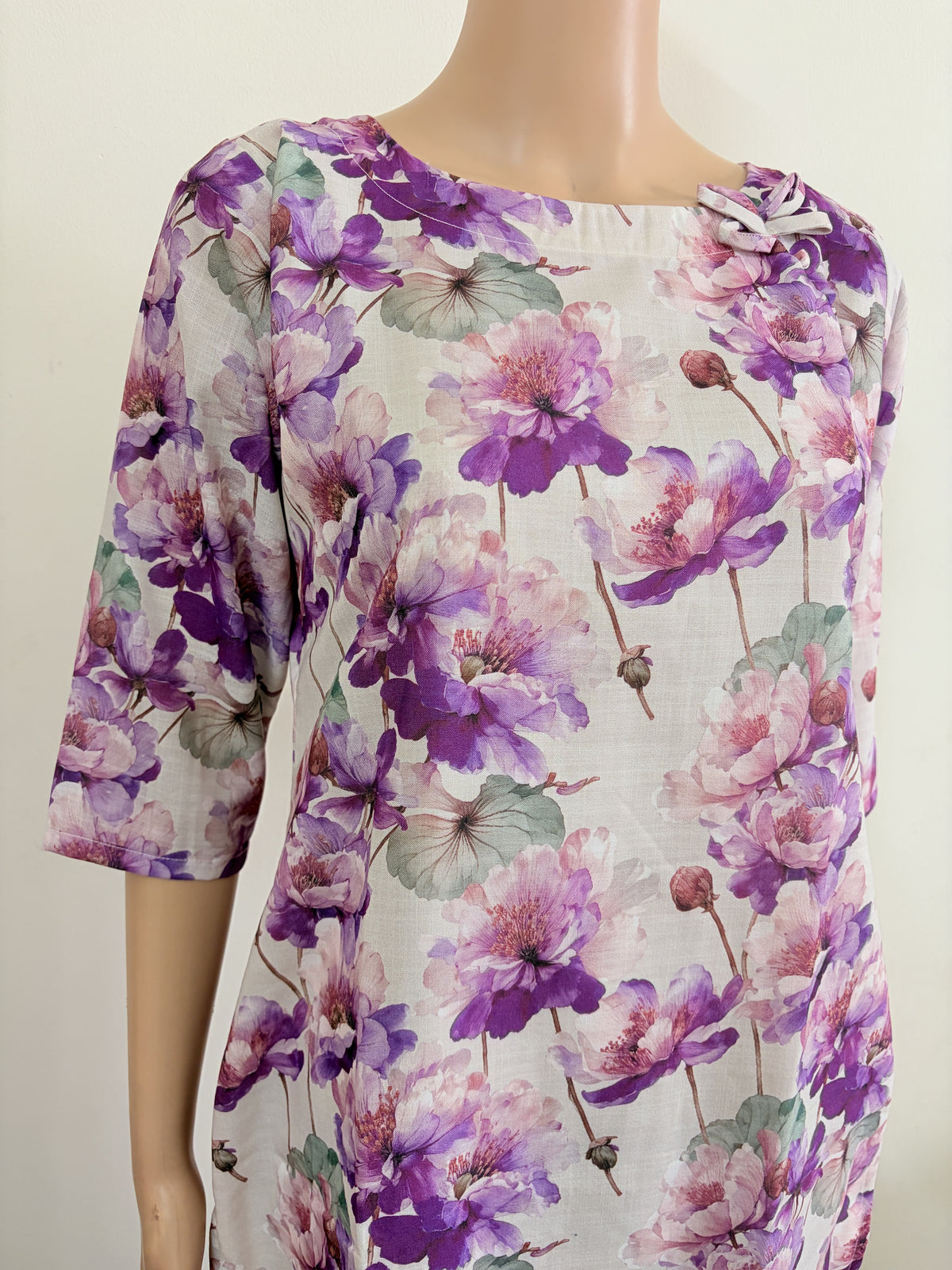 Women kurti with pant | Linen Cotton with lining | Purple florals