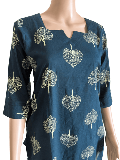 Women Kurti | Bluish green with tree print | Only Kurti