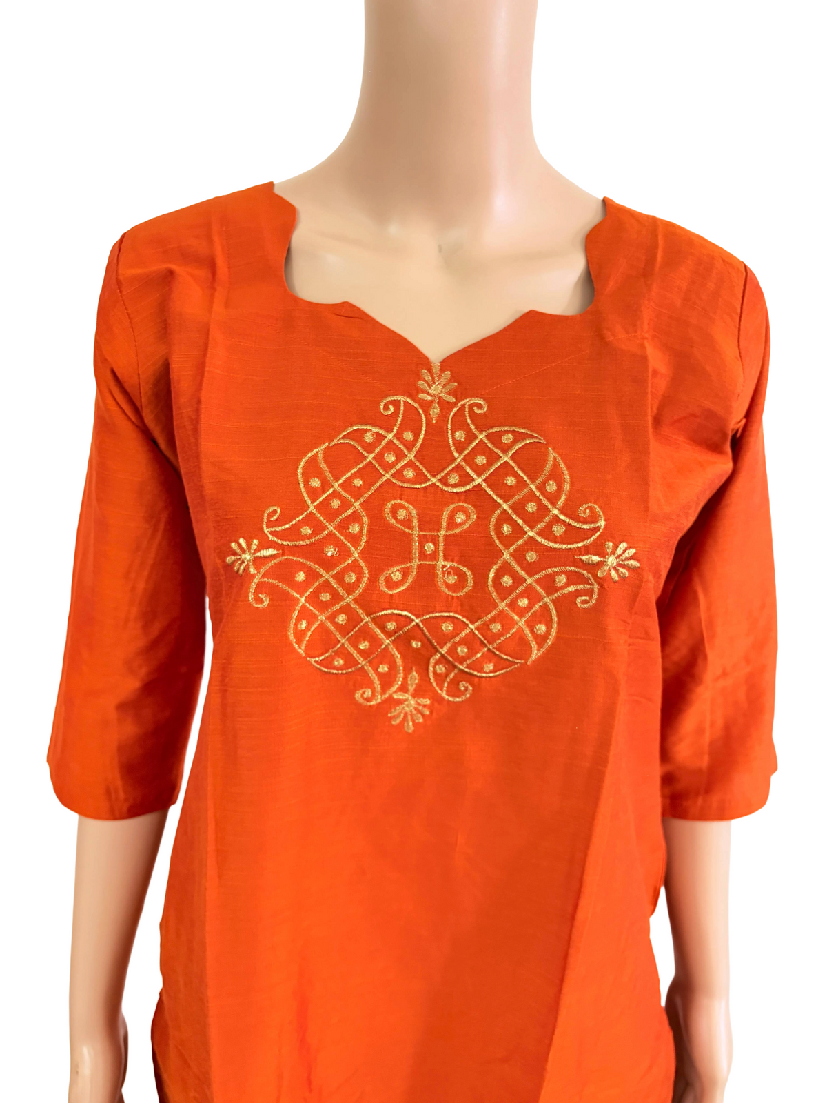Women kurti with pant |Orange rawsilkset |B4020