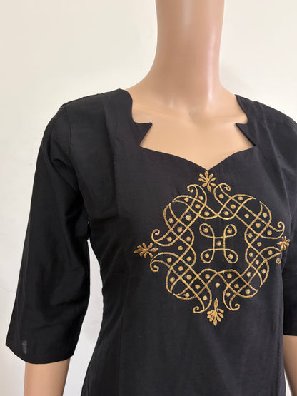 Women kurti with pant |Black Rawsilkset |B4019