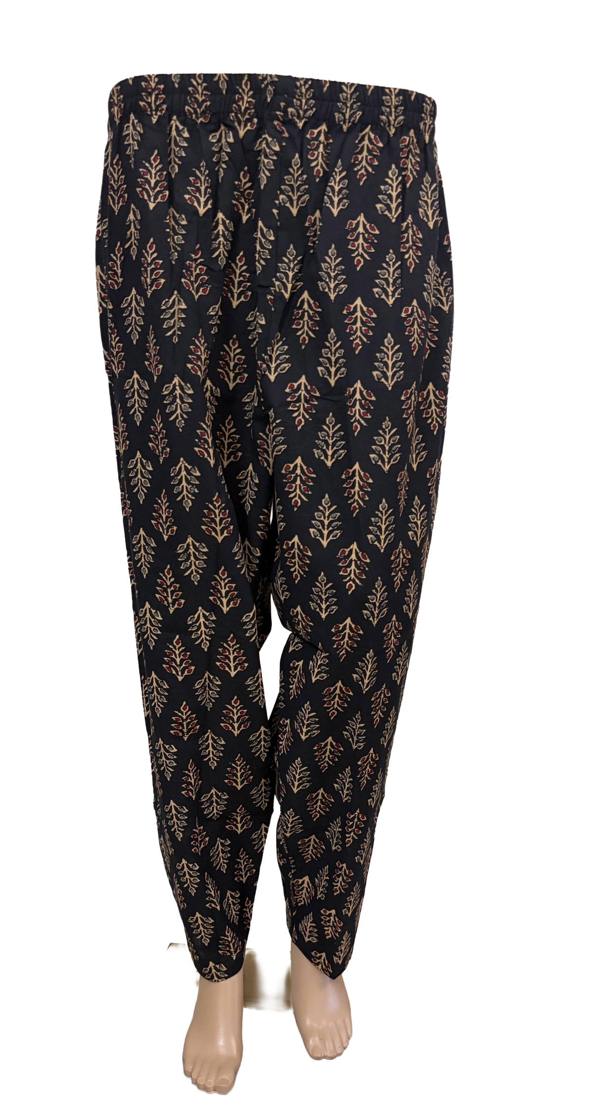 Women Co-Ord kurti with pant (Top with lining) | Black Leafy Print