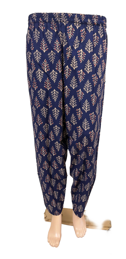 Women Co-Ord kurti with pant (Top with lining) | Navy Blue Leafy Print