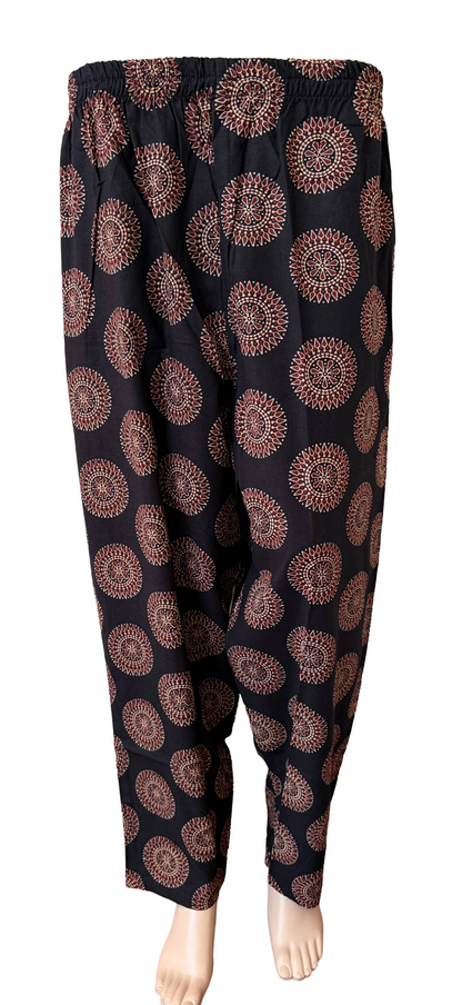 Women Co-Ord kurti with pant (Top with lining) | Ajrakh circle print black sets