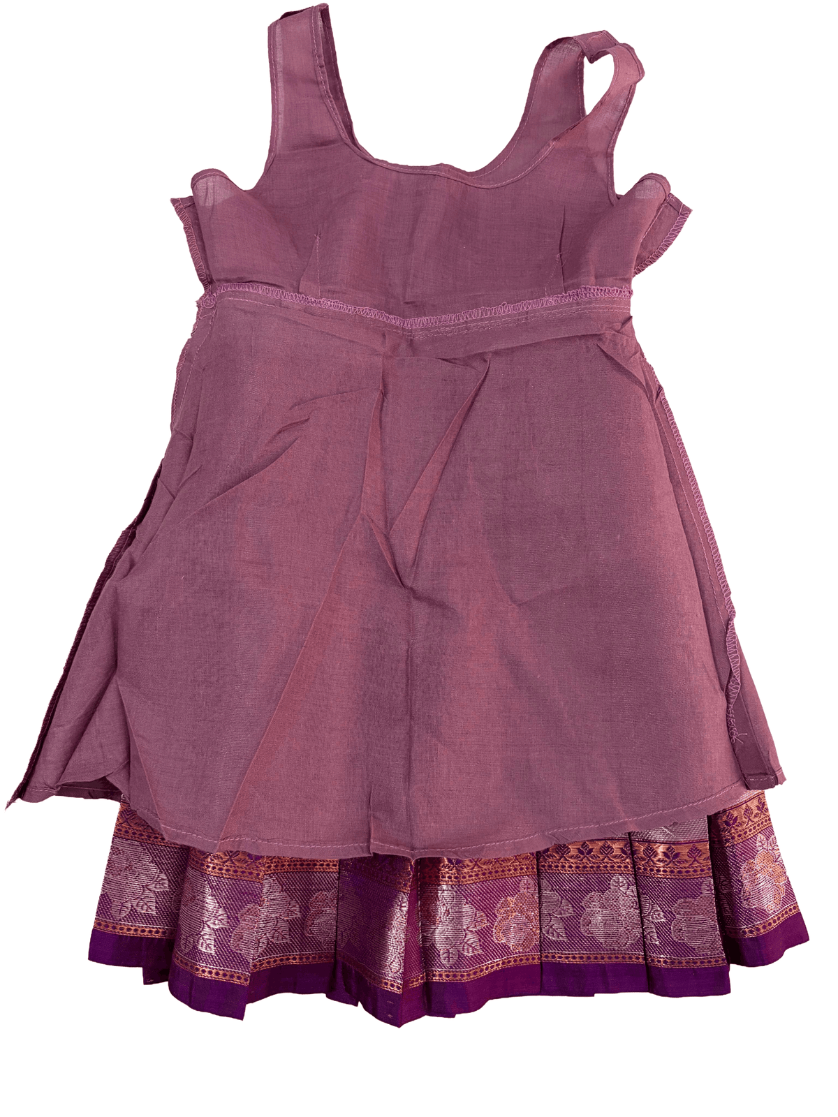 Girls Ethnic kanchi silk slub set | Dark Pink with contrasting light shade skirt